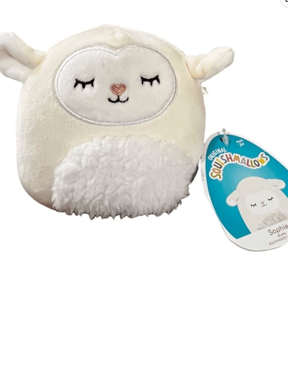 Squishmallows Sophie Plush Lamb - White Cream with Embroidered Face 4.5”